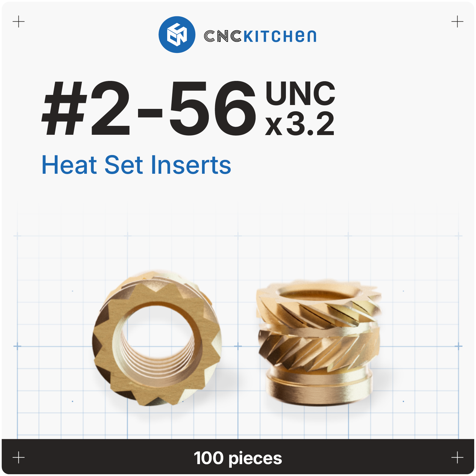 Original CNC Kitchen Gewindeeinsatz / Heat Set Insert #2-56 x 3.2
