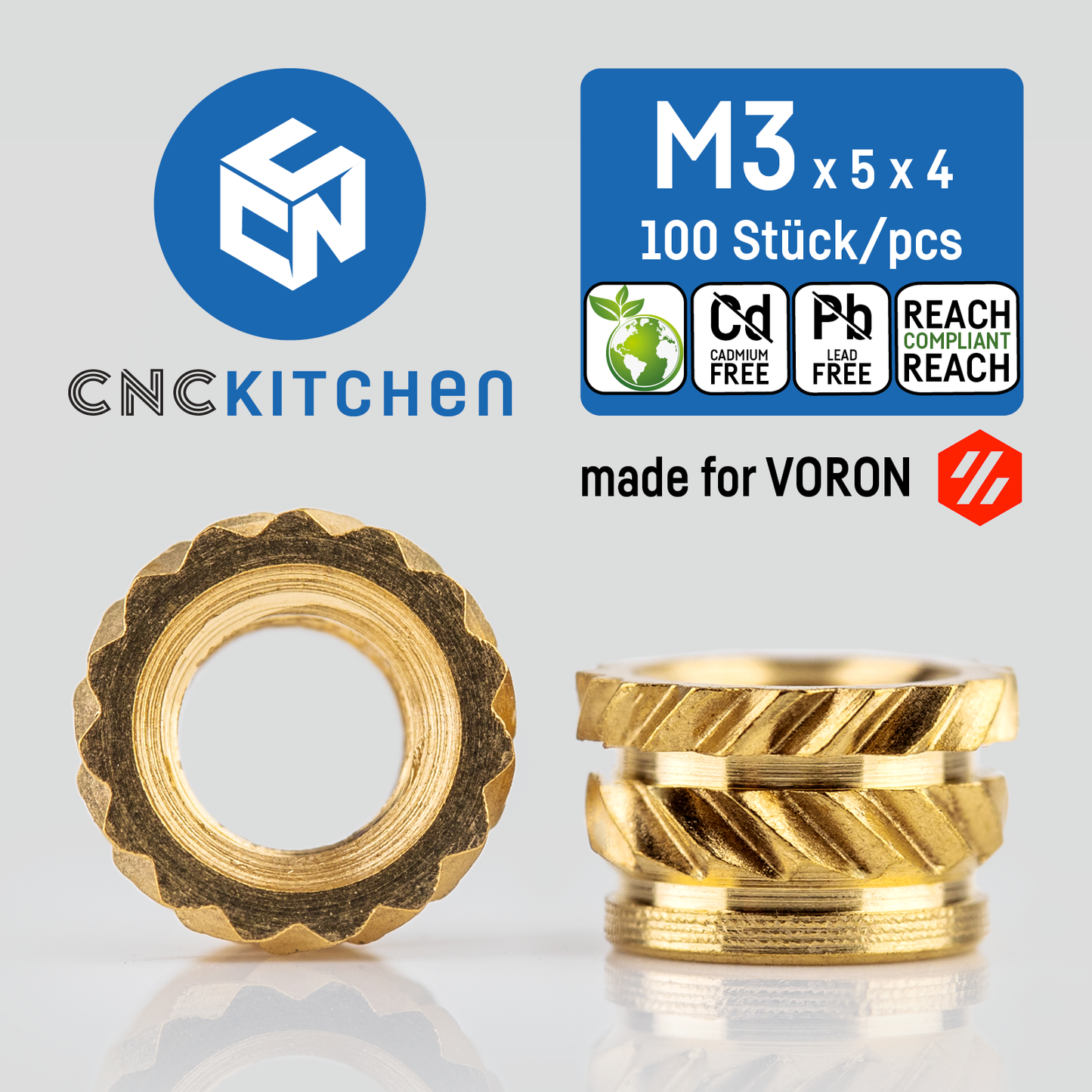 made for VORON Gewindeeinsatz / threaded insert M3x5x4 100 Stk / pcs