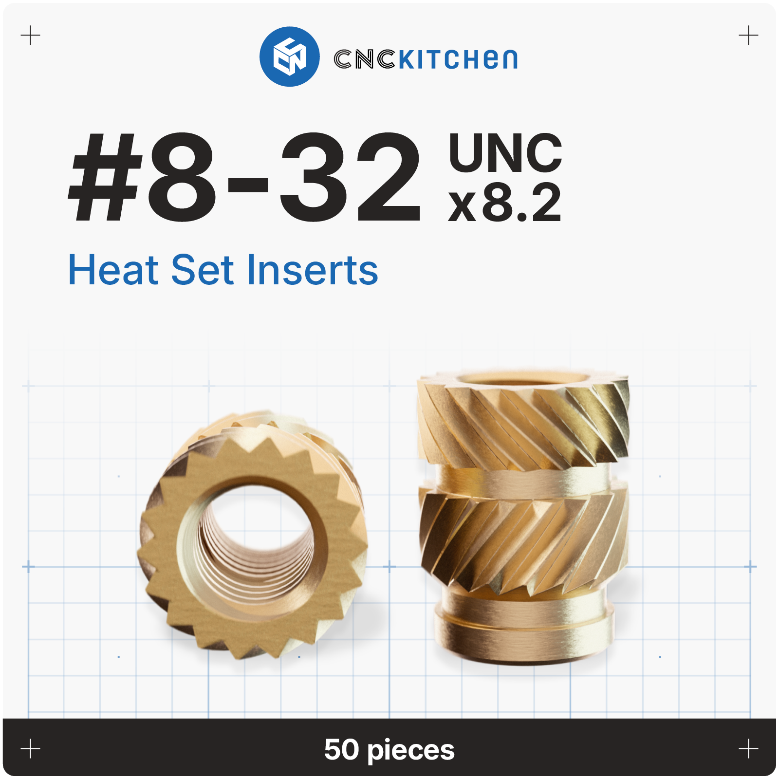 Original CNC Kitchen Gewindeeinsatz / Heat Set Insert #8-32 x 8.2