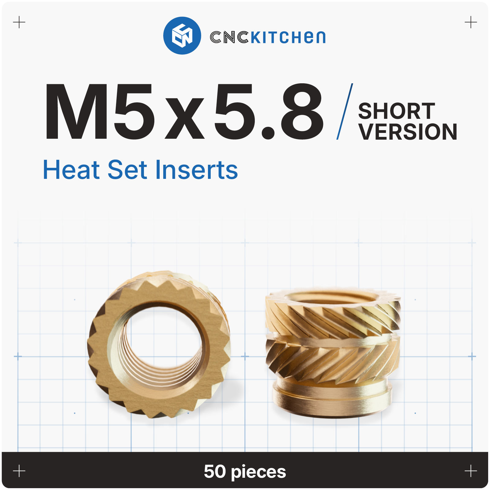 Original CNC Kitchen Gewindeeinsatz / Heat Set Insert M5 Short 50 Original CNC Kitchen Gewindeeinsatz / Heat Set Insert M5 Short 50
