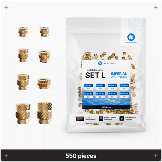 Heat Set Insert SET L, 8 Sizes, 550 pieces