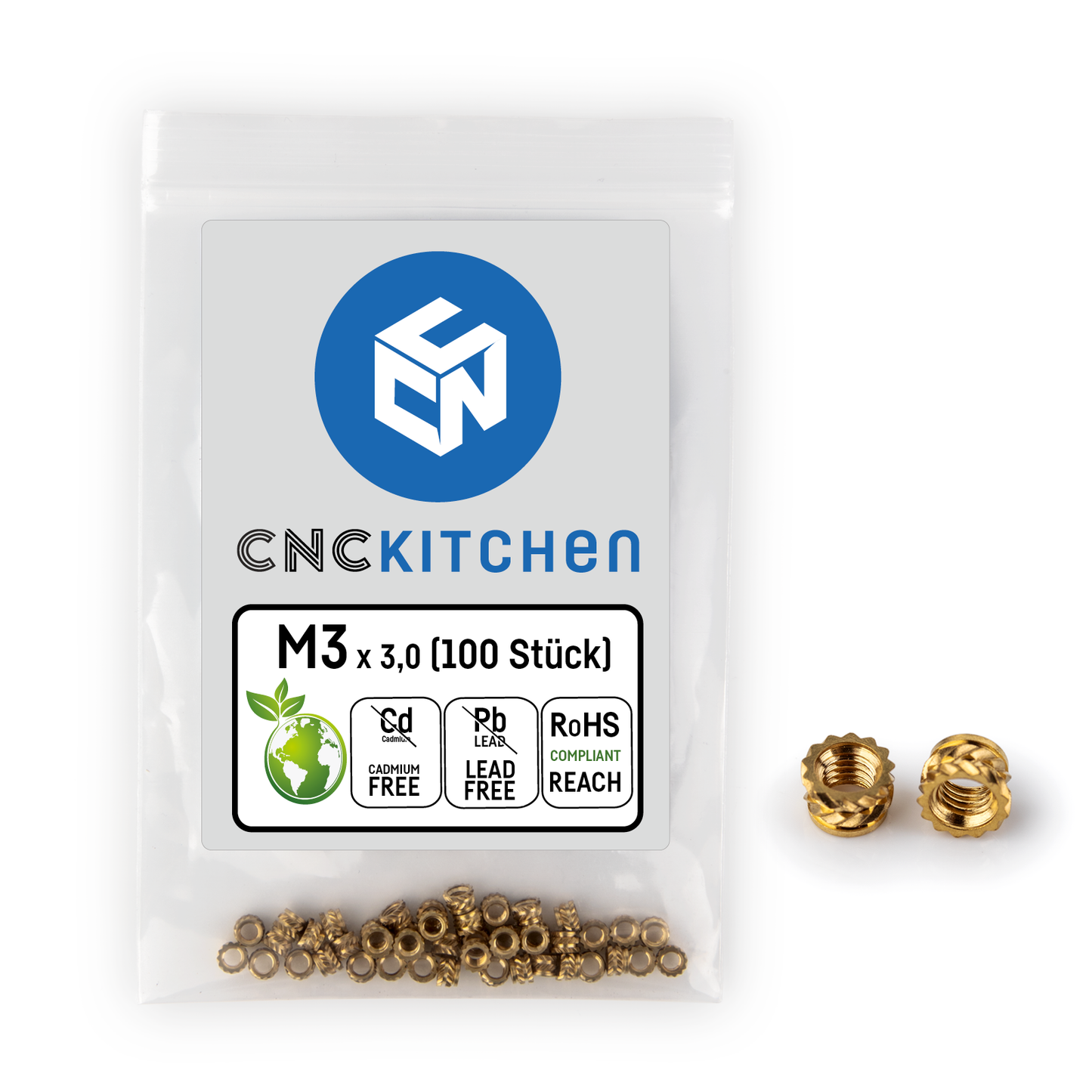 Gewindeeinsatz / threaded insert M3 Short 100 Stk / pcs