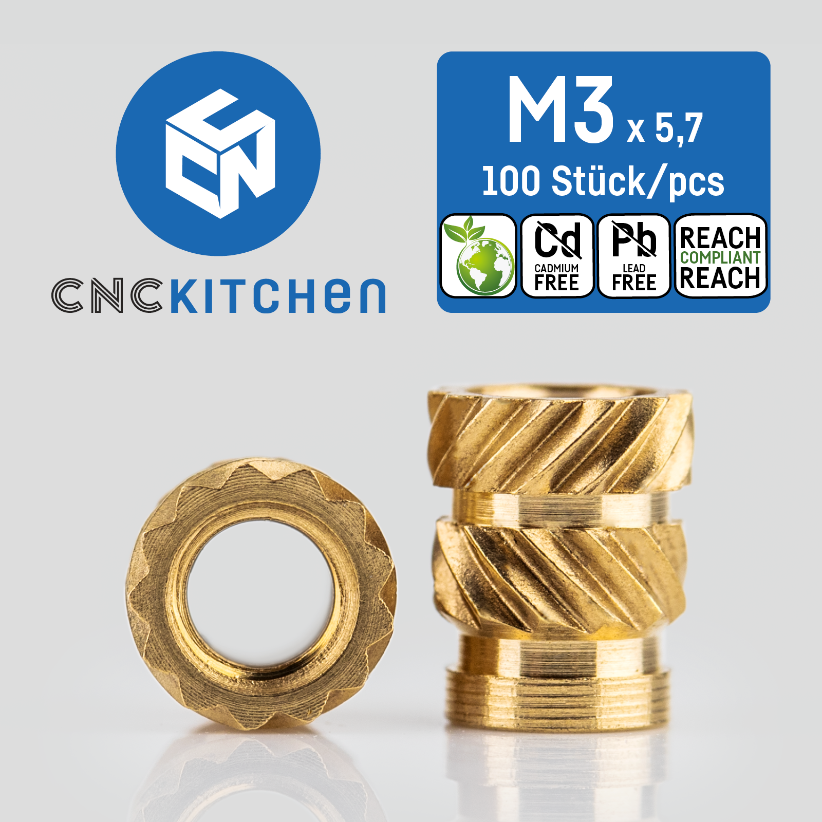Original CNC Kitchen Gewindeeinsatz Threaded Insert M3 Standard 100 original-cnc-kitchen-gewindeeinsatz-threaded-insert-m3-standard-100