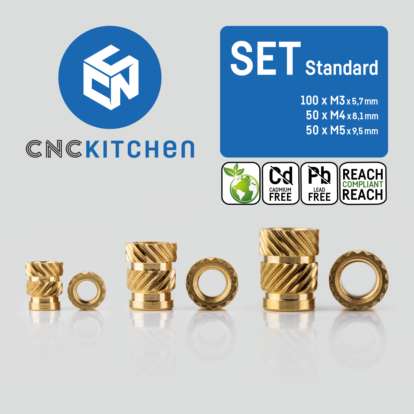 Original CNC Kitchen Gewindeeinsatz / threaded insert SET Standard 200 Stk  / pcs – CNCKitchen