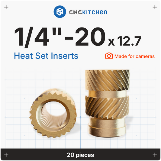 Heat Set Insert 1/4"-20x12.7 (Camera Thread) - 20 pieces