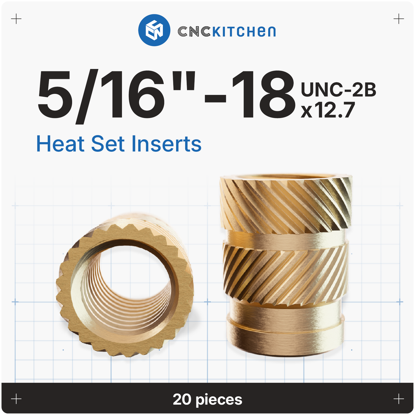 Heat Set Insert 5/16"-18 x 12.7 mm - 20 pieces