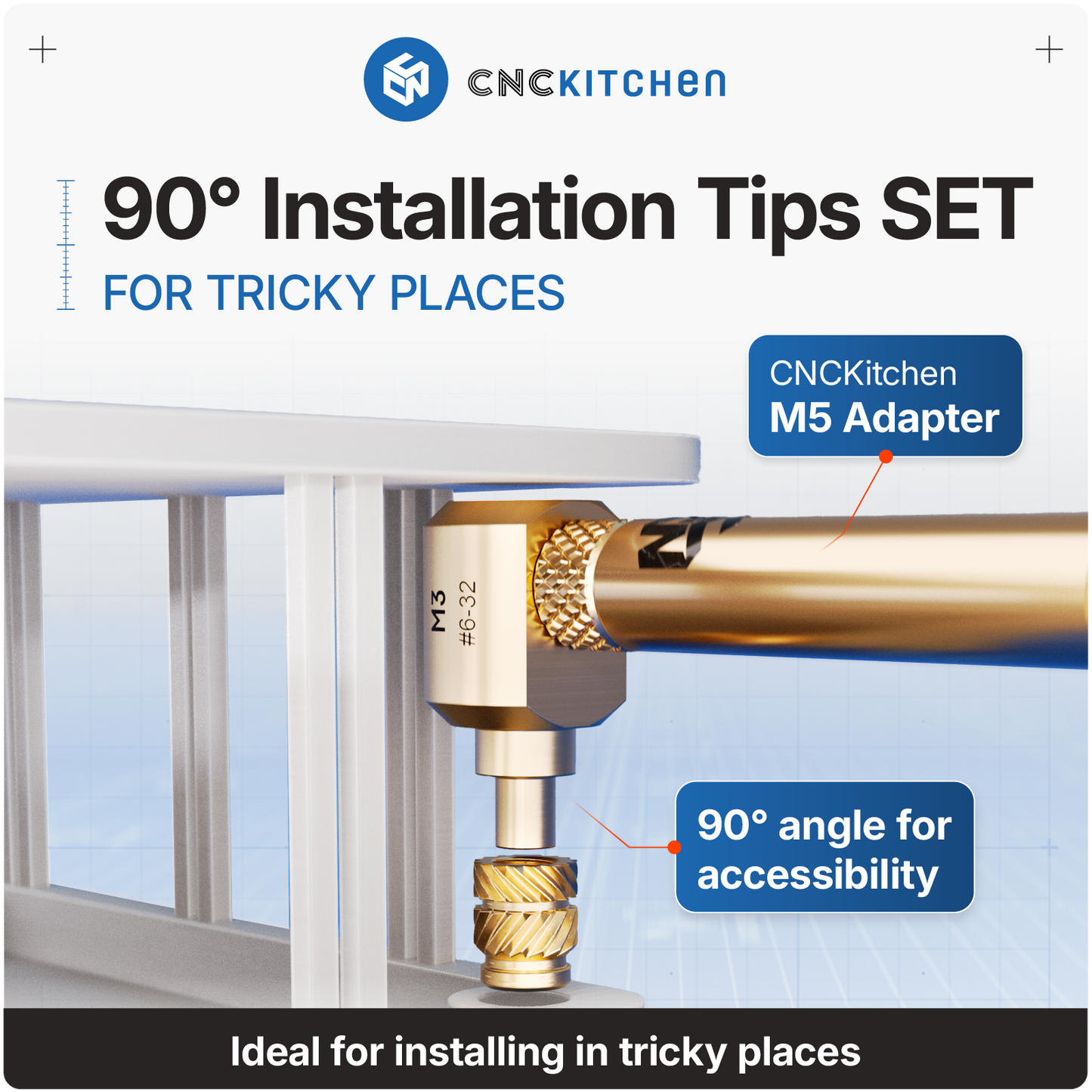 90° Installation Tip SET M2, M2.5 & M3 - For Tricky Places