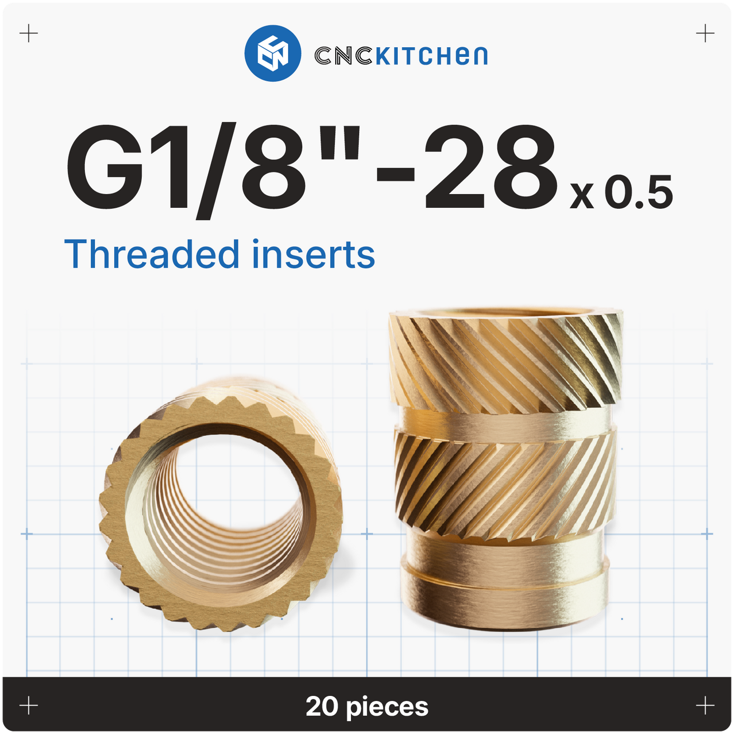 Gewindeeinsatz G1/8-28x0.5 für Pneumatikverschraubungen (20 Stück)