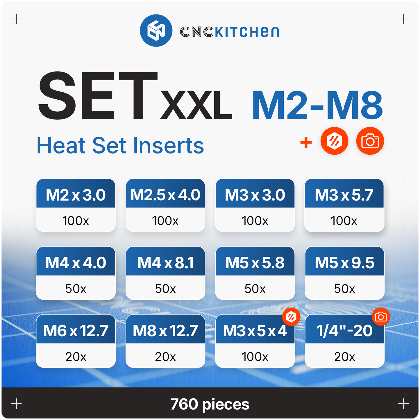 Gewindeeinsatz SET alle Größen (760 Stück)