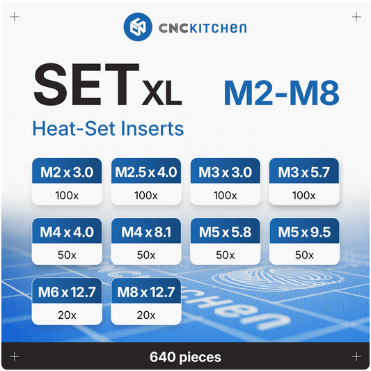 Heat Set Inserts - SET XL M2-M8 - 640 pieces