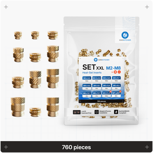 Original CNC Kitchen Gewindeeinsatz / threaded insert SET Standard 200 ...
