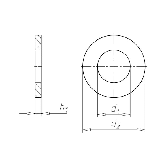 Washers with standard diameter, M2-M8