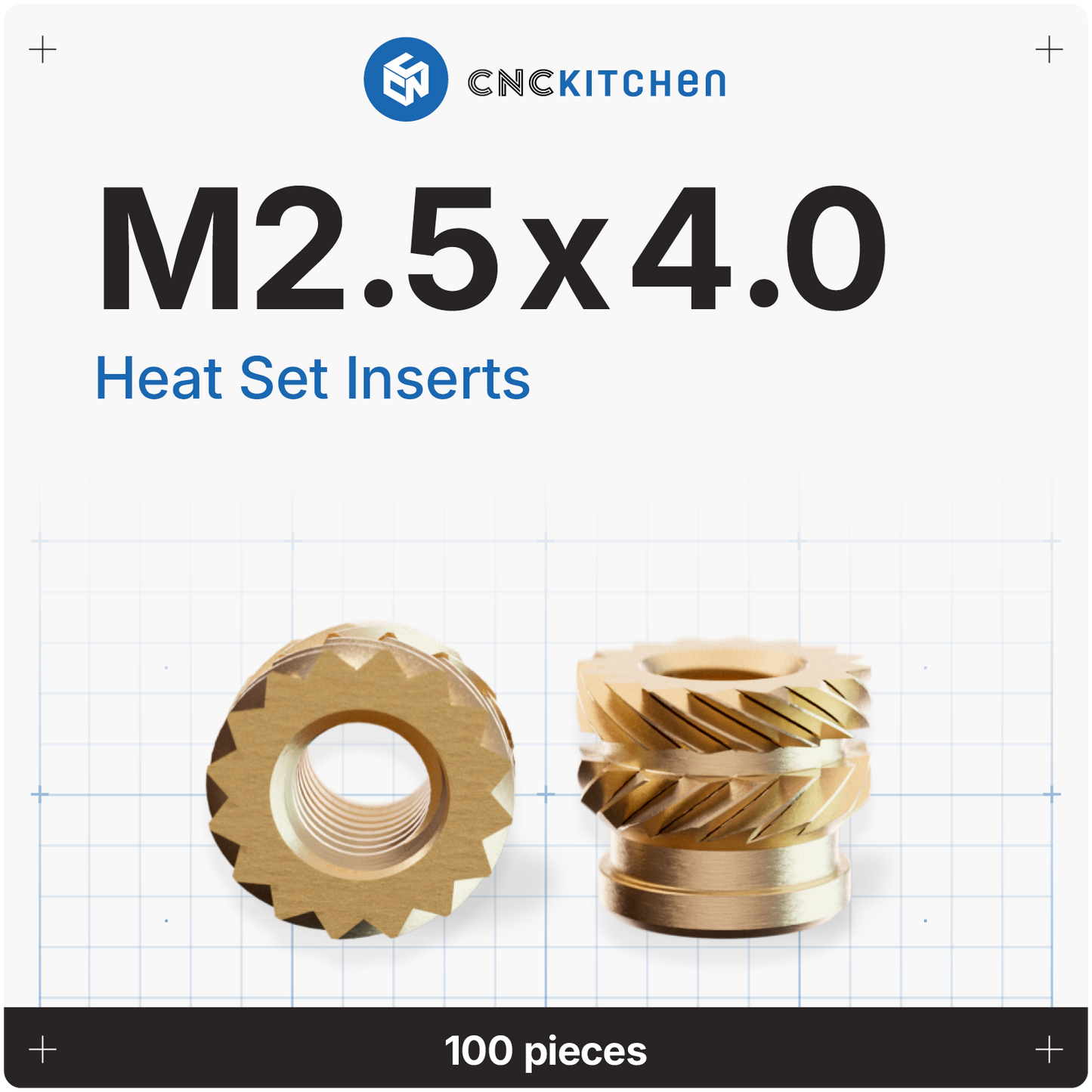 Gewindeeinsatz M2,5x4 - 100 Stück