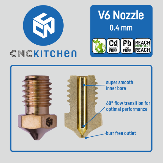 CNC Kitchen V6 Nozzle (lead FREE brass)