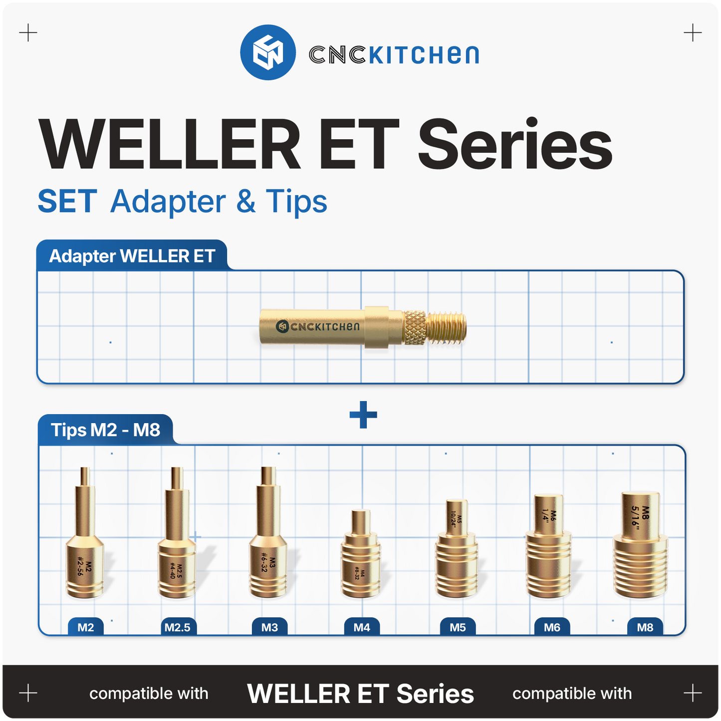 Einschmelzhilfen SET + Adapter für Weller ET 