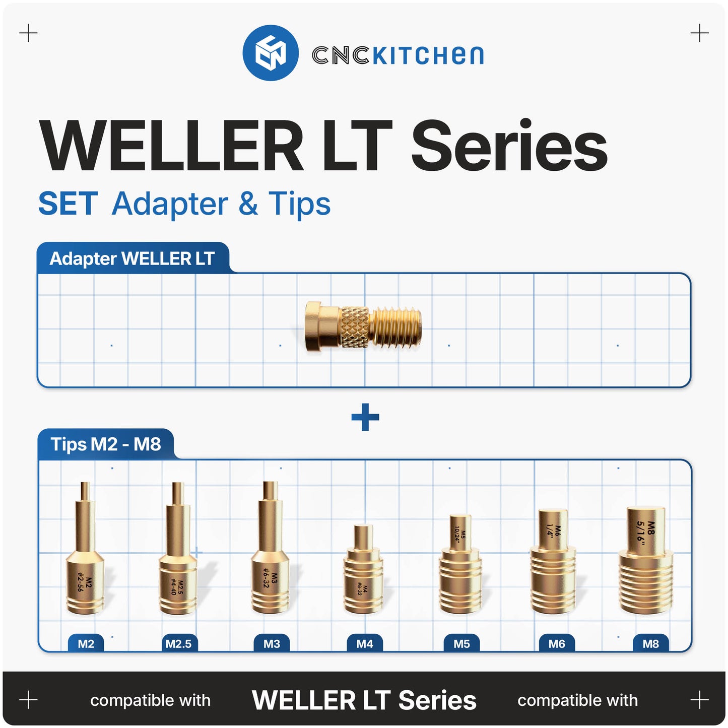 Einschmelzhilfen SET + Adapter für Weller LT 