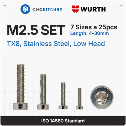 M2.5 Screw, TX8, stainless steel AISI 304,  low head