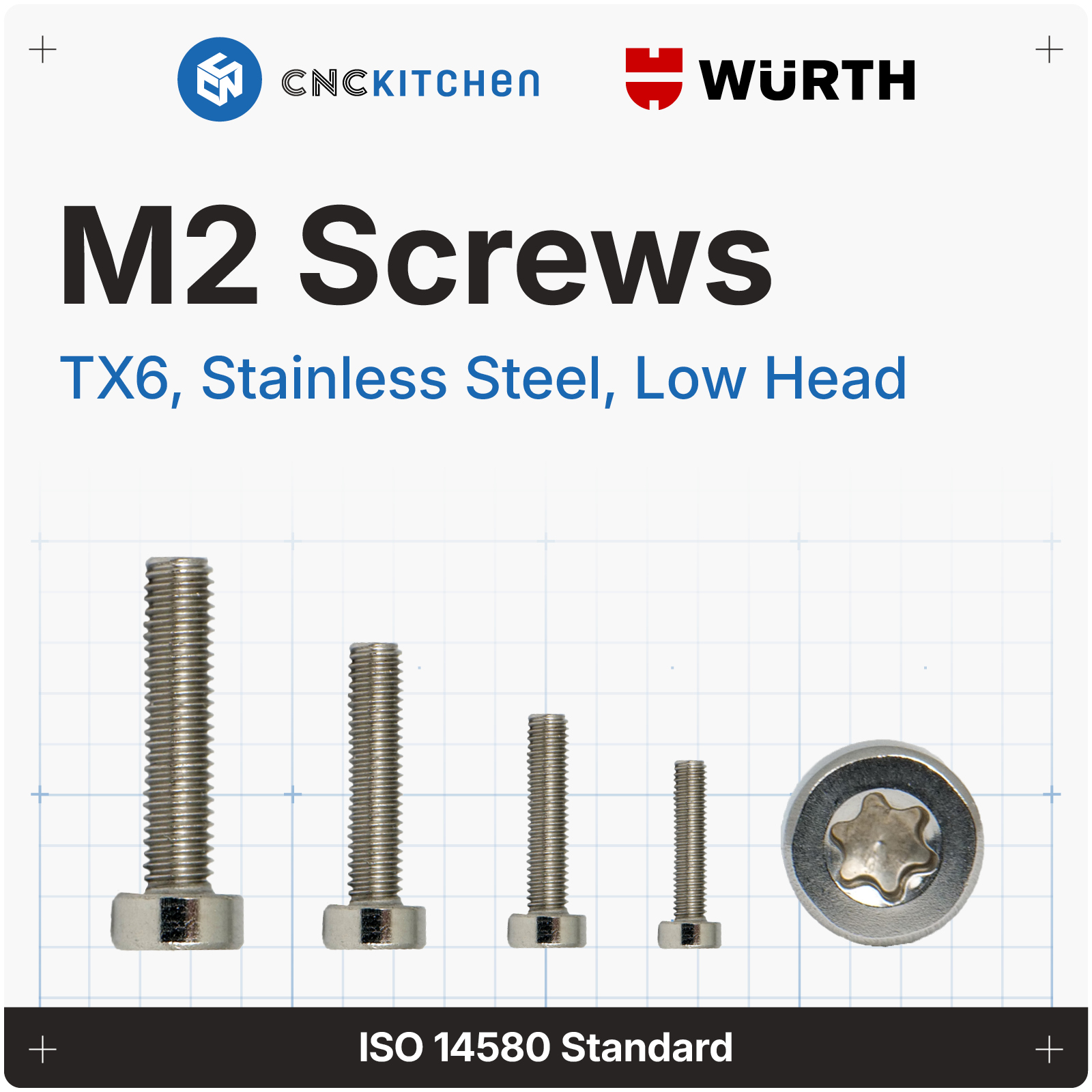 M2 Screw, TX6, Stainless Steel, Low-Profile – CNCKitchen
