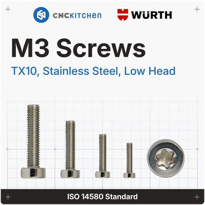 M3 Screw, TX10, stainless steel AISI 304,  low head