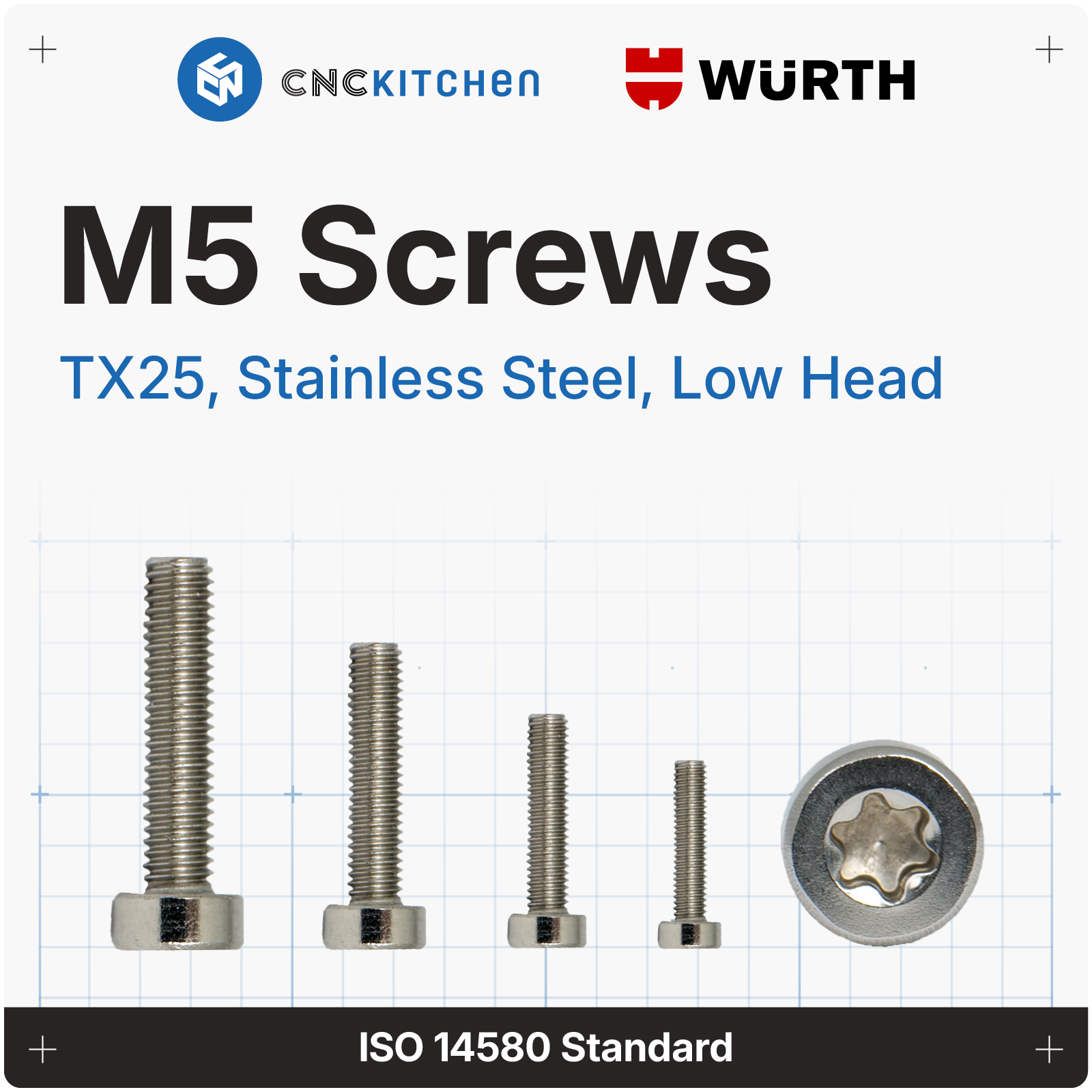 M5 Screw, TX25, stainless steel AISI 304, low head – CNCKitchen
