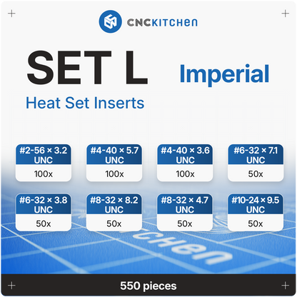 Heat Set Insert SET L, 8 Sizes, 550 pieces