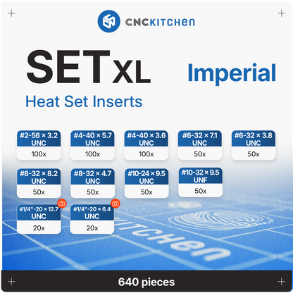 Heat Set Insert SET XL, 10 Sizes, 640 pieces
