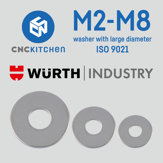 Washers with large diameter, M2-M8