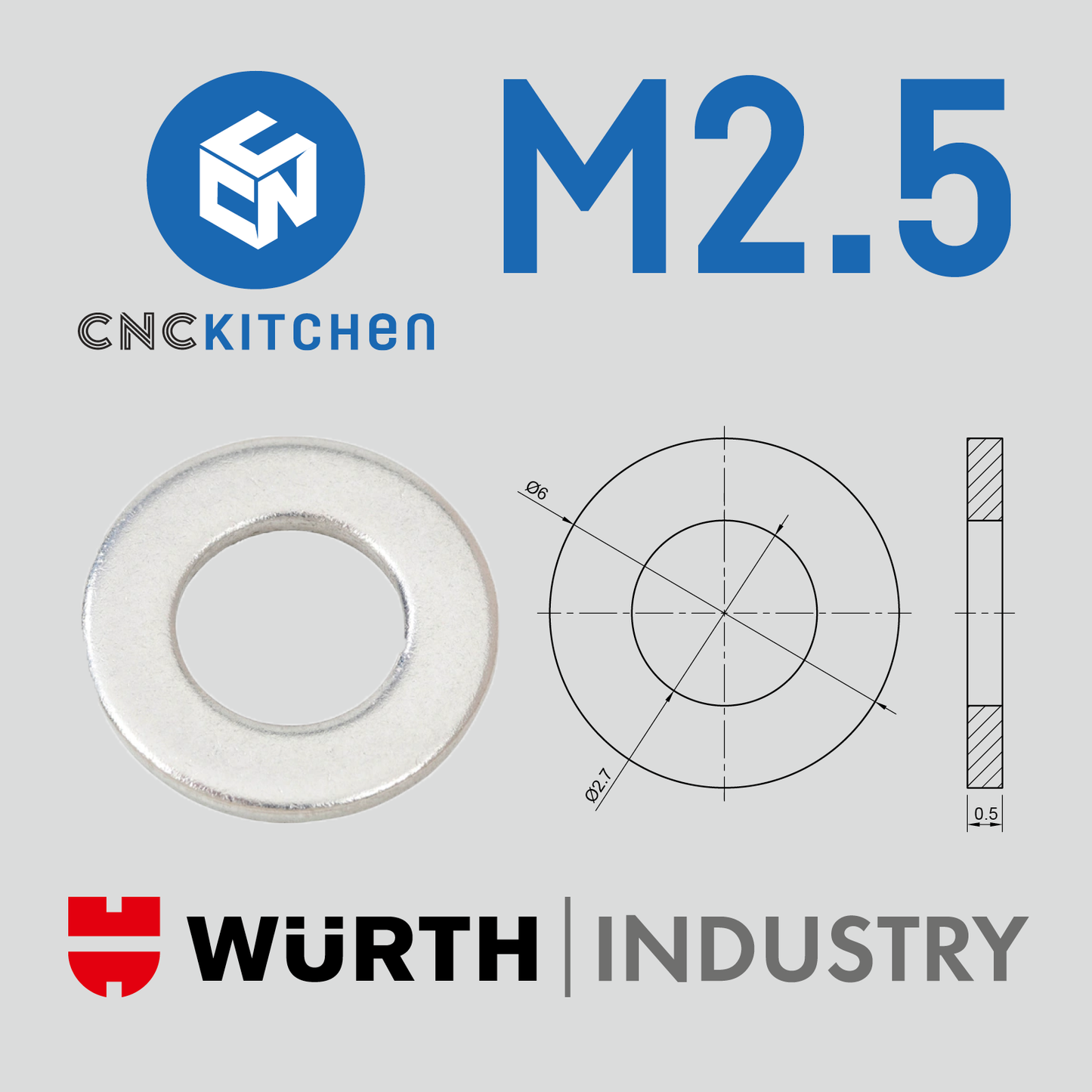 Washers with standard diameter, M2-M8