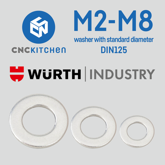 Washers with standard diameter, M2-M8