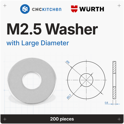 Washers with large diameter, M2-M8