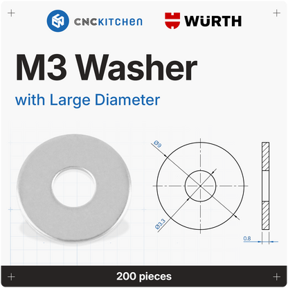Washers with large diameter, M2-M8