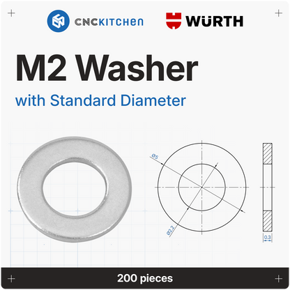 Washers with standard diameter, M2-M8